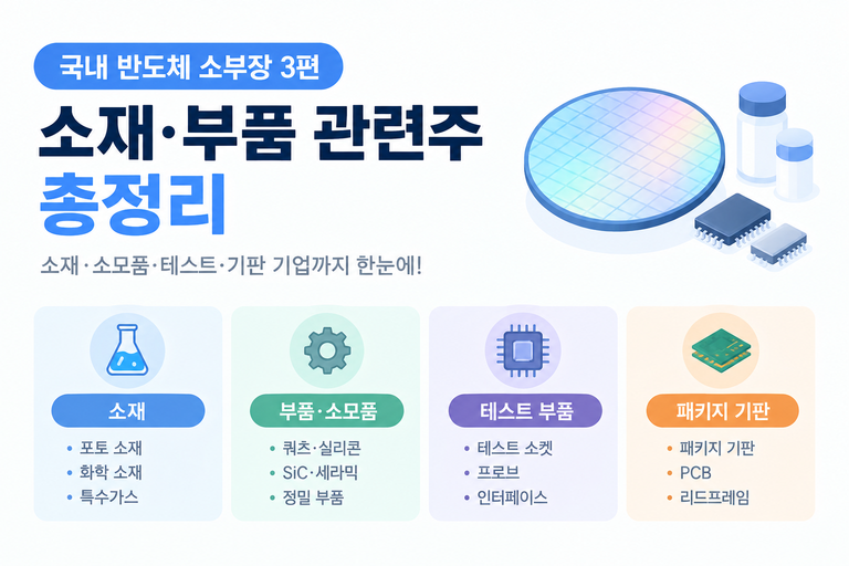 국내 반도체 소부장 관련주 3편 소재·소모품·테스트·기판 정리